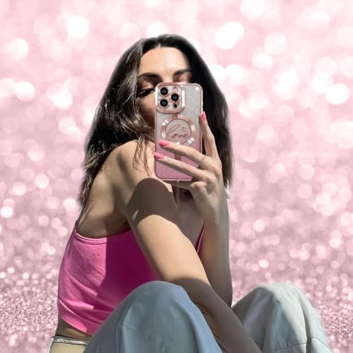 Image of ZIYE Magnetic Case Designed for iPhone 14 Pro Max Glitter Case-Pink