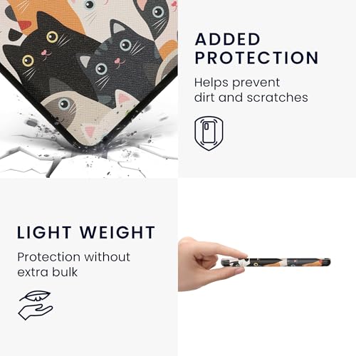 kwmobile Capa compatível com Kobo Libra Color Case - capa eReader - gatos laranja/preto/branco