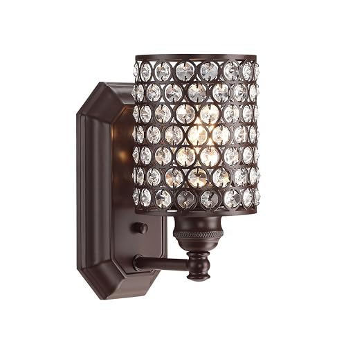 Image of 2 Pack 1 Light Polyhedral Crystal Modern Oil Rubbed Bronze Wall Sconce Light Fixture