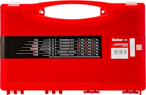 Fischer PowerBox 180 Dübel DuoPower mit Schrauben und Haken, für Vollwand, gebohrt und Gipskarton, 360 Stück, 564282