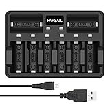 CR123A Rechargeable Lithium Batteries Charger, FARSAIL 8 Bay 3.7V CR123A Rechargeable Batteries Charger Compatible with CR123A Batteries, NOT to Charge 3V CR123A Lithium Batteries