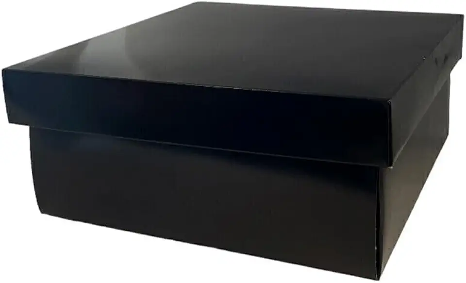 Caixa para Presente Premium Quadrada - Preta - 25,5x25,5x9cm - 1 unidade - Assk