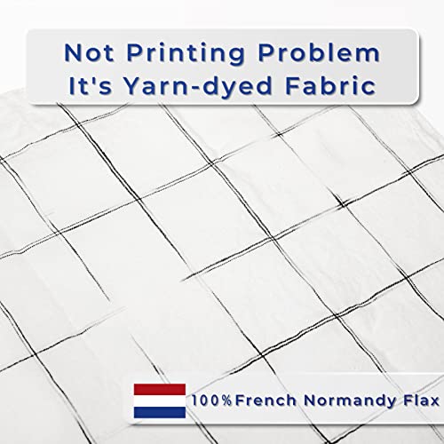 Laulgpoha Pure Linen Checkered Table Runner - 108" Extra Long, Farmhouse Runner - For Dining Room, Summer - Pre-Washed, 14 X 108 Inches, Organic French Flax #TOP1