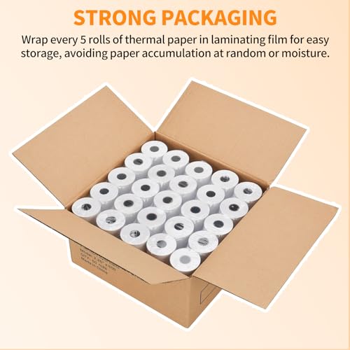 2 1/4\'\' x 85\' Thermal Receipt Paper 50 Rolls, PAPRMA POS Paper Cash Register Paper Rolls, Thermal Paper for Square Terminal Credit Card Machine Verifone VX510 VX570 FD50 T4220 - Thumbnail 6