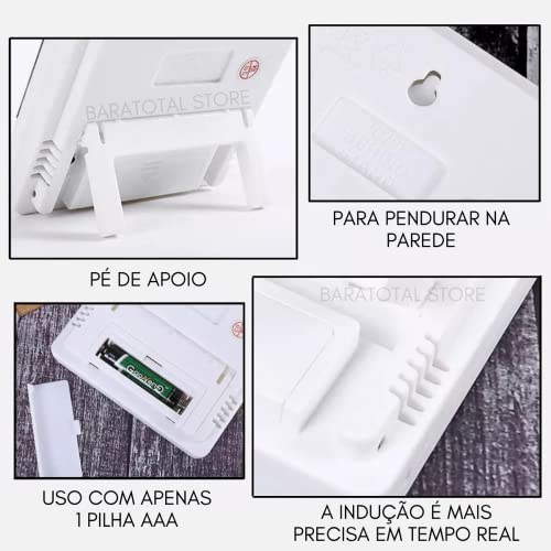Termômetro Relógio Digital Higrometro Medidor De Temperatura Umidade Alarme