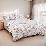 Etrexonline Juego de Funda Nórdica 4 Piezas para Cama 135 - Funda Edredón 220x220cm, 2 Fundas de Almohadas 50x75cm - Microfibra Suave y Transpirable - Floral Arena