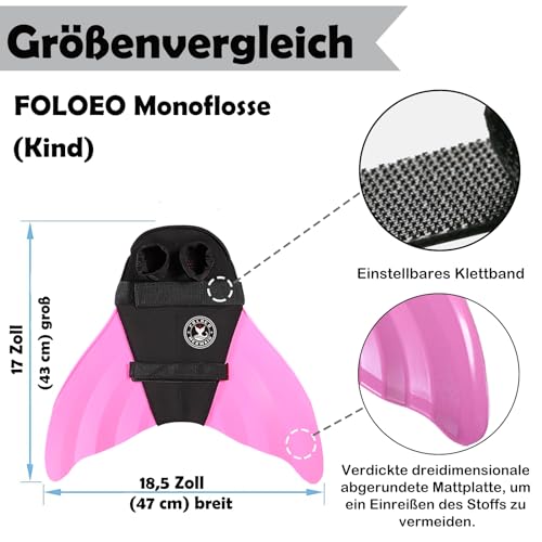 Foto von FOLOEO Meerjungfrauenflosse Mädchen Kinder Meerjungfrauenschwanz Zum Schwimmen mit Meerjungfrau Flosse und Bikini Set（4 Stück Set）