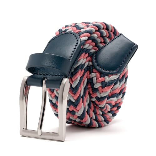Image of Men's Stretch Braided Elastic Woven Canvas Golf Belt, multicolor,1 3 /8 inch