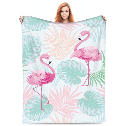 Manta de flamenco rosa, presentes para mulheres e meninas, cama para roupa de cama, sala de estar, sofá, macio, leve, quente, aconchegante, linda manta de flamingos, flores, decoração de Natal, 50 x