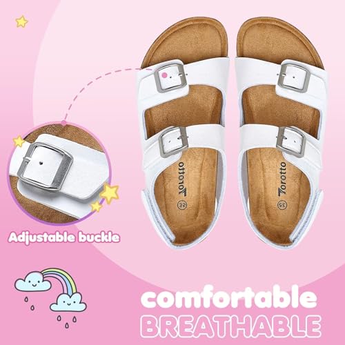 Image of Torotto Toddler Kids Sandals Boys Girls Cork Footbed Sandals with Adjustable Buckle Casual Slides Open Toes Flat