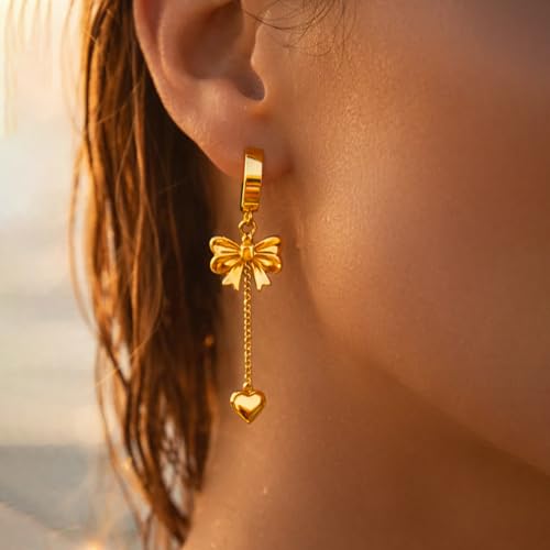 Image of Rubans Demi Fine Stainless Steel Dangler Earrings CZ Gift for Women & Girls