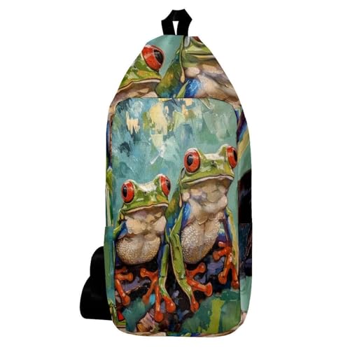 Sac à dos à bandoulière grenouilles multicolore 16x36cm