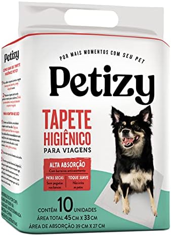 PETIZY Tapete Higiênico Pet Para Viagens 45 X 33 Cm 10 Peças Pet1...