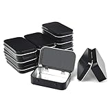 Aybloom Metal Rectangular Empty Hinged Tins - 12 Pack Black Mini Portable Box Containers Small Storage Kit & Home Organizer