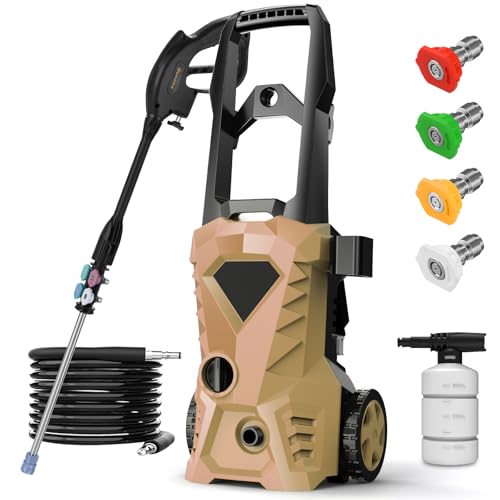 Electric Pressure Washer - 4200PSI Max 3.3 GPM with 4 Quick Nozzles/Foam Cannon, 1900W Power Washer Electric Powered with Reel for Car Patios Garden Fence‘