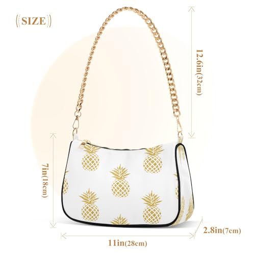 Shoulder Bags for Women Gold Pineapple Hobo Tote Handbag Small Clutch Purse with Zipper Closure3