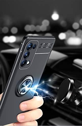 SORAKA Case for OPPO Find X3 Lite 5G with 360 degree rotation Ring Stand Soft Slim Fit Silicone Case Shockproof Anti-fingerprint Case with Metal Plate for Magnetic Car Phone Holder Black