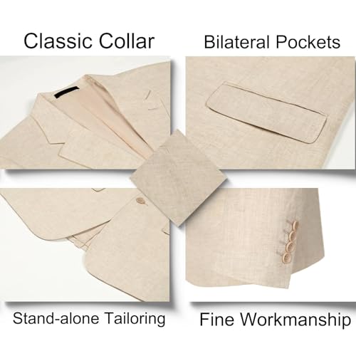 Solove-Suit Men's 2 Piece Linen Suits Set Regular Fit Casual Blazer Jacket and Summer Shorts for Men (Jacket+Shorts)2