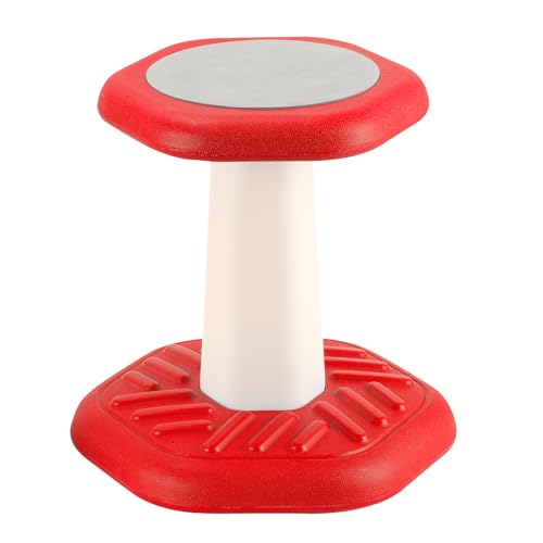 E-Solem Kids Wobble Stool, Flexible Classroom Seating Improves Focus, Posture & Helps ADHD/ADD, Get The Wiggles Out Active Fidget Desk Chairs, Active Learning Stool Wobble Chair, Ages 3-8, Red