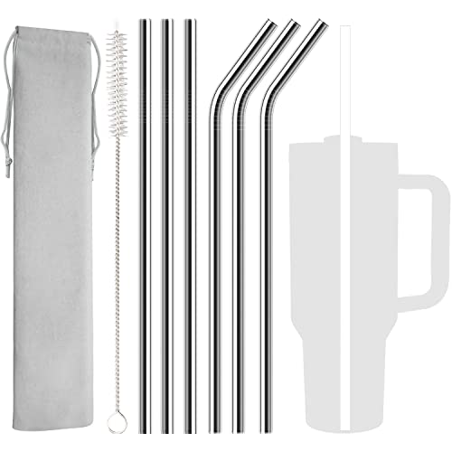 6 Pack Stainless Steel Straw Replacement 40 oz for Stanley Adventure Travel Tumbler, Reusable Straws with Cleaning Brush Compatible with Stanley 40oz Cup Tumbler by UDOGI - Used condition - US$5.30