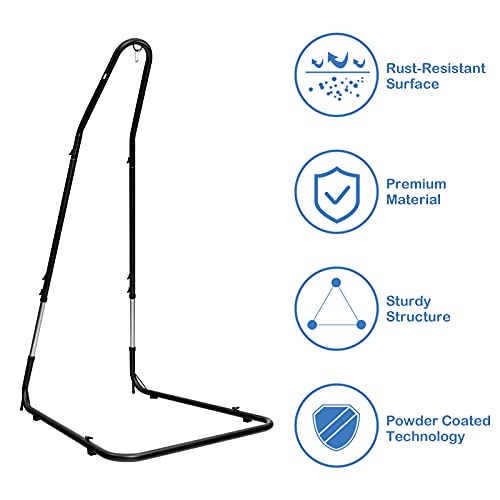 KOMFOTTEU Estructura de Hamaca Ajustable, Soporte para Silla Colgante con Carga de 150 kg, Marco de Metal con Ganchos, Resistente a la Intemperie, para Patio, Jardín, Dormitorio - imagen 5