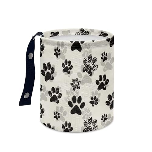 Image of Dog Paw White Black Printed Car Trash Can Garbage Bin Decoration Car Interior for Car Front Seat, Back Seat, Floor, Headrest for Car SUV Trucks