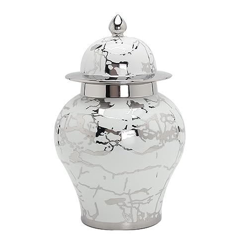 Vase de gingembre en céramique : sublimez vos coins vides avec ce pot de temple blanc et argent