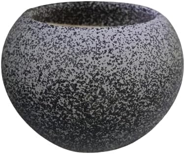 DDSS DD-101 Round Ceramic Plant Pots, Clay Flower Pot with Drainage Hole, Decorative Modern Indoor Planters, Home Garden Decor for Living Room Bedroom Interior (Grey)