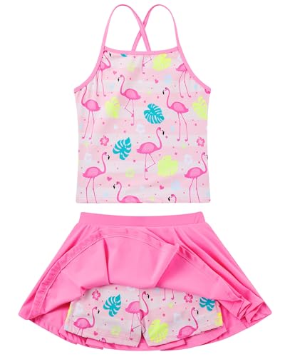 Image of Girls Tankini Swimsuit Two Piece Bathing Suit with Adjustable Strap 3-13 Years