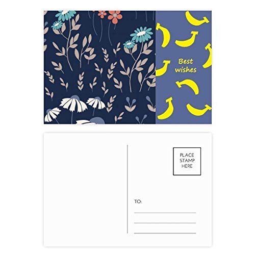 Carte postale Merci 20pcs peinture fleur blanc bleu 5,7x3,8 pouces pour correspondance