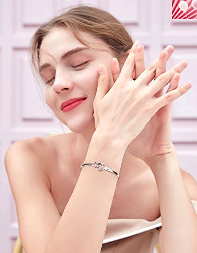 YinShan 925 Sterling Silver Heart Infinity Inspirational Bracelet Engraved Always My Sister/Daughter, Forever My Friend Adjustable Sisters Bracelets Friendship Jewelry for Women4