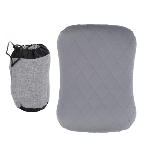 JHS-TECH Almohada de Viaje Inflable, presión de Gas Ajustable Almohada Inflable Confort de Mochilas de mochilero de Comodidad portátil Plegable para Aviones, Trenes, oficinas, Campamento, (Gris)