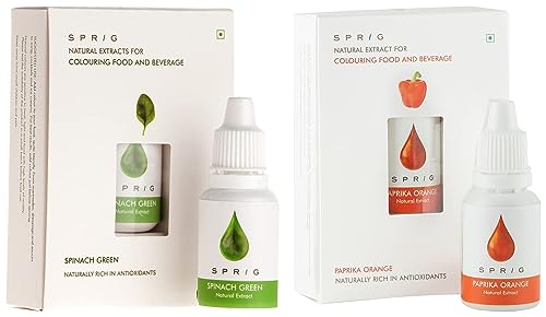 Image of Sprig Natural Extracts for Colouring Food and Beverage, Paprika Orange, 15ml & Spinach Green, 15ml Combo