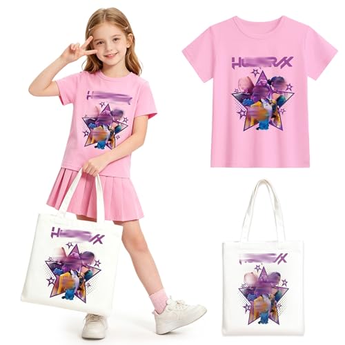 Heartsking K Pop Tshirt Girls Tshirt with Handbag Set Short Sleeve Girls T-Shirts K Pop Merch Clothes Gifts for Kids 5-12 Year