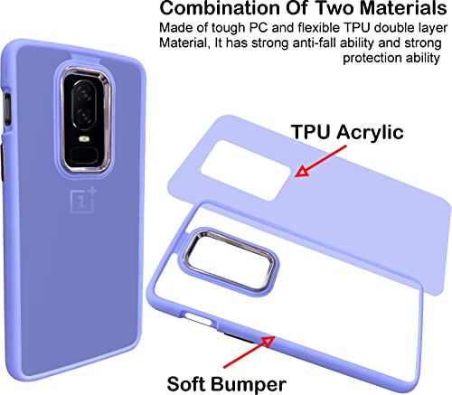 Image of A rtistque Frosted Translucent Back Cover Case for Oneplus 6 | Electroplated Chrome Ring | Raised Camera Edges for Protection | Smooth Sides TPU - Purple