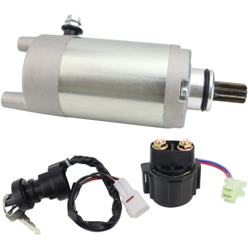 STABSOLI Starter Motor & Solenoid Relay & Ignition Switch for Yamaha Timberwolf 250 2WD YFB250 1994-1999, Timberwolf 250 4WD YFB250F 1994-2000 29U-81800-61-00 4XE-81890-00-00