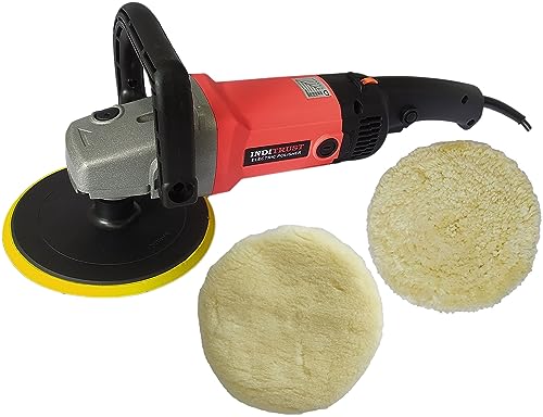 Image of Inditrust 1500W 6 months warranty 7 Inch Electric Car Polisher Machine 6 SPEED with Backup Pad Wool pad and Buffing Pad Double Insulated With Speed Adjustment 100% Copper Winding (RED PRO)