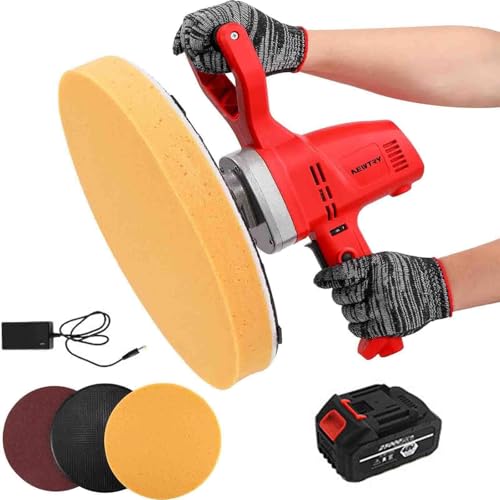 Electric Concrete Trowel Machine 40-300r/min - Brushless Wall Smoother,Wall Smoothing Polisher with 6 Variable Speed, Multi-Function Sander Grinder for Concrete Wall,2battery,1batteries