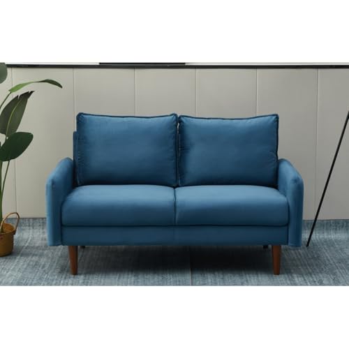 Image of Morrone Velvet Loveseat 2-Seater Sofa, Modern Upholstered Couch for Living Room, Bedroom and Office, Plush Cushion Accent Seating Furniture (Light Blue, 2 Seater)