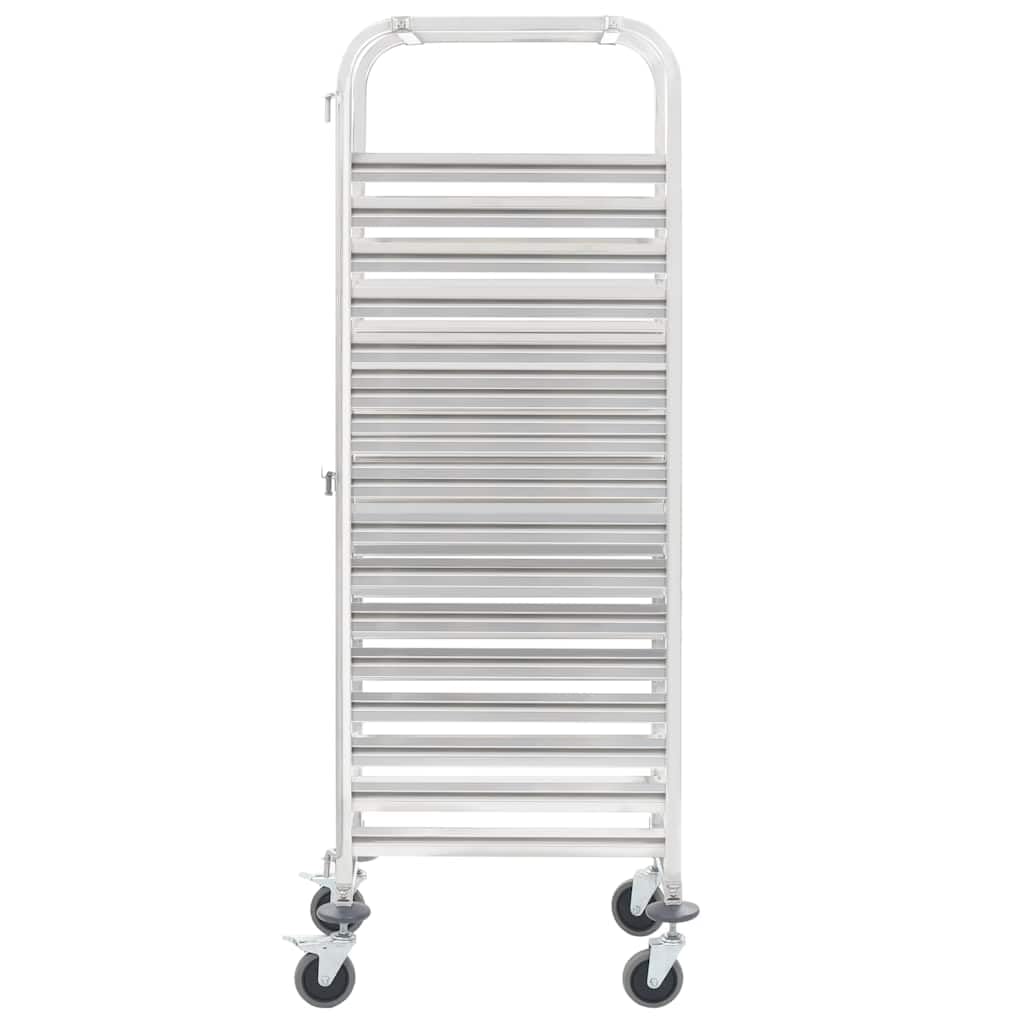 vidaXL Tablettwagen für 16 Tabletts Transportwagen Gastro Abräumwagen Regalwagen Stikkenwagen Blechwagen Küchentrolley Rollwagen 38x55x163 cm Edelstahl