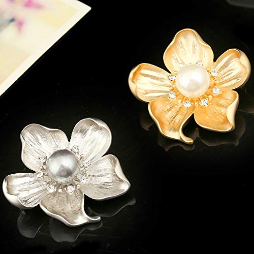 Yellow Flower White Faux Pearl Brooch Pin Layered Flower Lapel Pin Women Girls Dress Suit Cardigan Safty Pin Metal Flower Decor Mother's Day Christmas Gift3