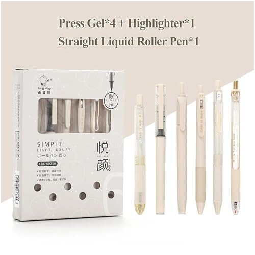 Image of 6 Pcs Korean Aesthetic Pastel Pen Set Blue Ink Cute Stationery for Girls Kawaii Fancy Gift Pens Aesthetic Office Supplies