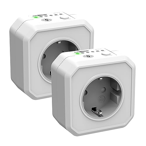 ANSMANN Timer Steckdose, Schaltbare Energiespar-Steckdose mit Countdown Timer für Bügeleisen, Kaffeemaschine, Waschmaschine usw. (Zeitintervall per Schalter wählbar) - 2 Stück,Aes1 - Weiß
