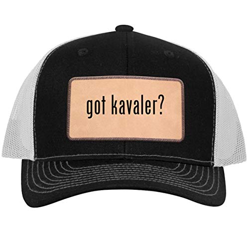 got Kavaler? - Leather Light Brown Patch Engraved Trucker Hat Blackwhite, One Size