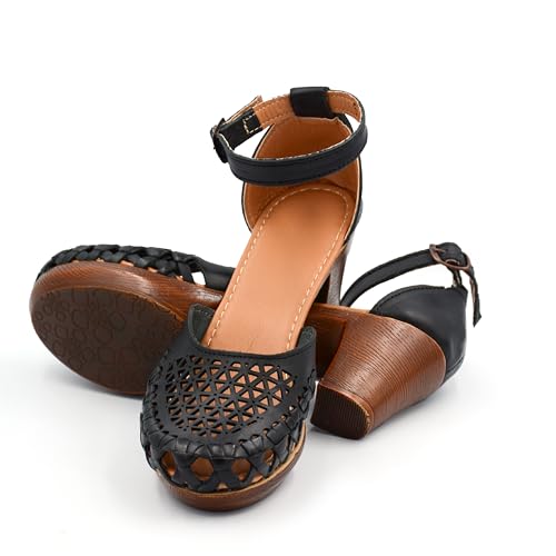 Colores De Mexico Mx Mexican Leather Shoes With Embroidered Flowers, With Ankle Strap And Heels For Women thumb #3