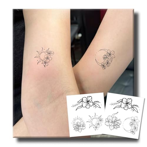 UBICA Semi Permanent Tattoo, 2 Sheets Matching Sun & Moon