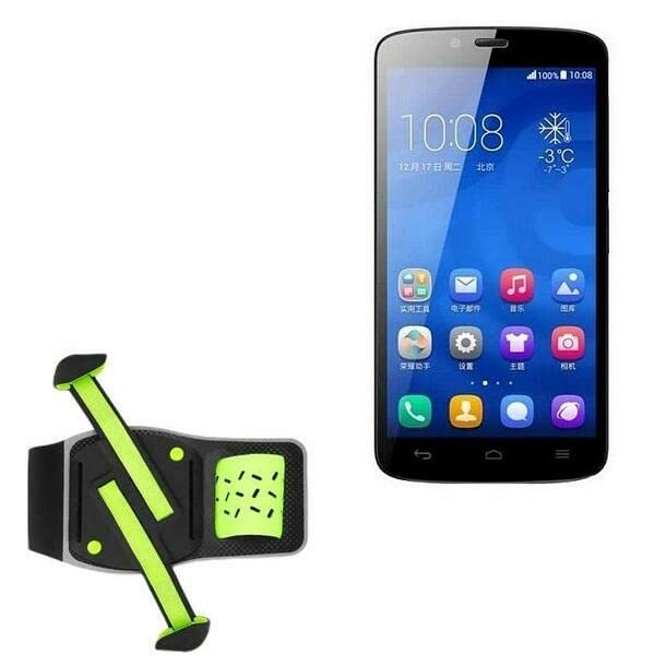 BoxWave Holster Compatible with Honor 3C Play - FlexSport Armband, Adjustable Armband for Workout and Running - Stark Green