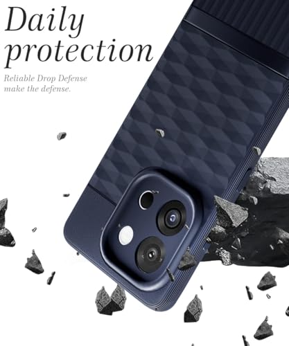 Image of WOW IMAGINE Back Cover for 1+ OnePlus 13s 5G with Hexa Cube Design | Ultra Slim Soft Rubberised Case | Inner Velvet Fabric | Matte Silicone Flexible Mobile Case | Camera Protection - Blue