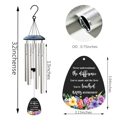 Image of Retirement Gift for Woman Men, 32 inch Wind Chimes Retirement Gifts 2026, Retired Gifts for Coworker Colleague Boss Teachers Doctors Nurses Friends Dad