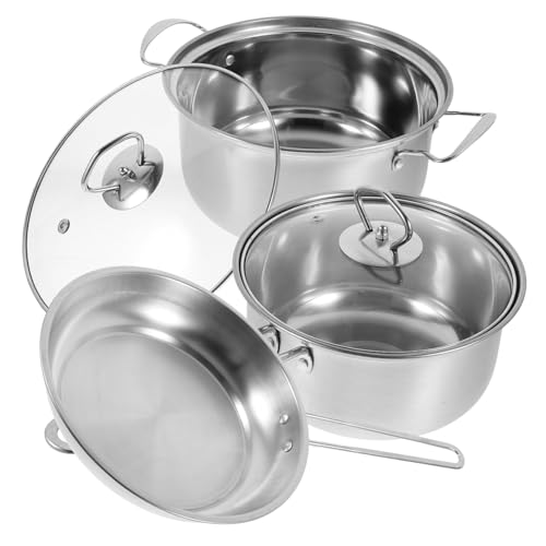 Balacoo Set De Casseroles Acier Inoxydable Avec Casserole Poêle Et Marmite Résistante Fond Épais Pour Cuisson Efficace Poignée Confortable Et Sécurisée Pour Cuisine Saine